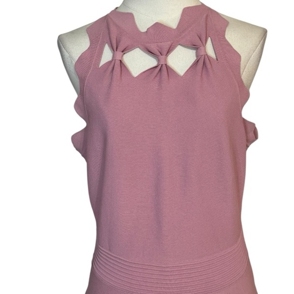 TED BAKER London‎ Dusty Rose Skater Cherina Bow Stretch Knit Dress size 3 8 10 M - Picture 6 of 7